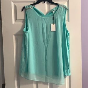 Teal short sleeve blouse